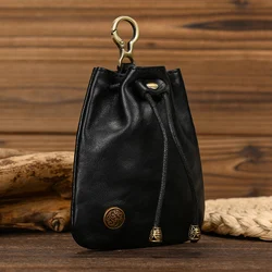 Genuine Leather Coin Pouch For Men Women Soft Cowhide Coin Purse Key Wallet Keycase Clip On Belt Leather Key Purse Male Female