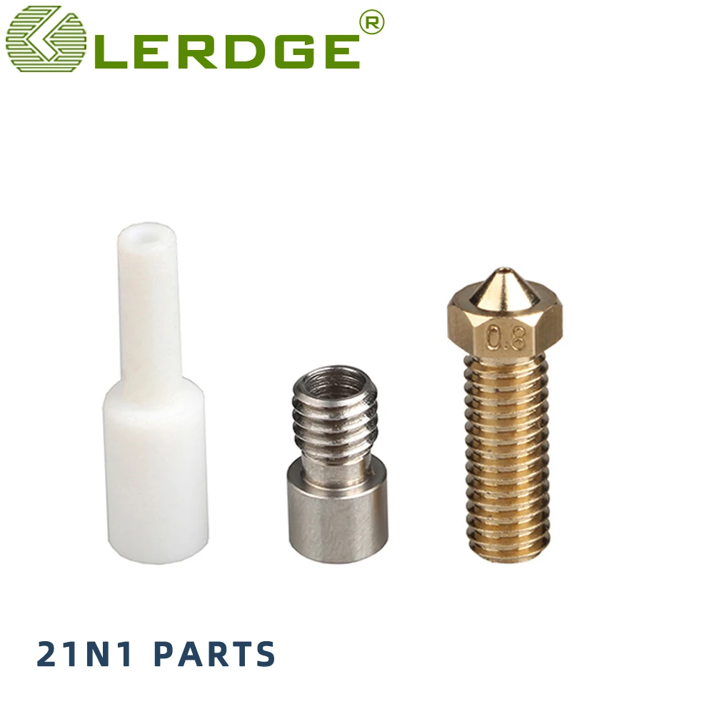 LERDGE 2IN1 Out Hotend PTFL Teflonto Tube Throat 3D Printer Stainless Steel and Copper V6 Nozzle Heater Block Vocano Accessories