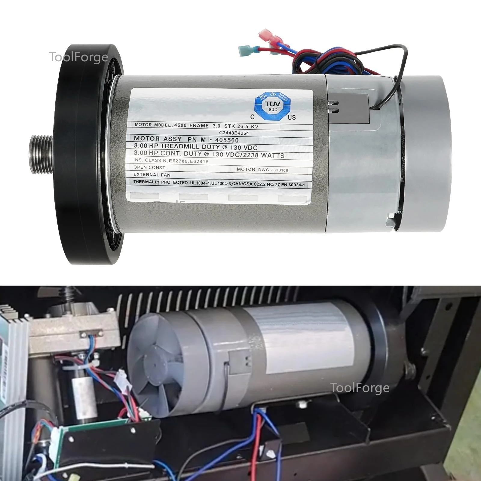 Treadmill DC Drive Motor with Flywheel, 3.0 130 VDC 2238 Watts, M-405560 Fit for NordicTrack C 990/C 900 I/C 950I/C 910I