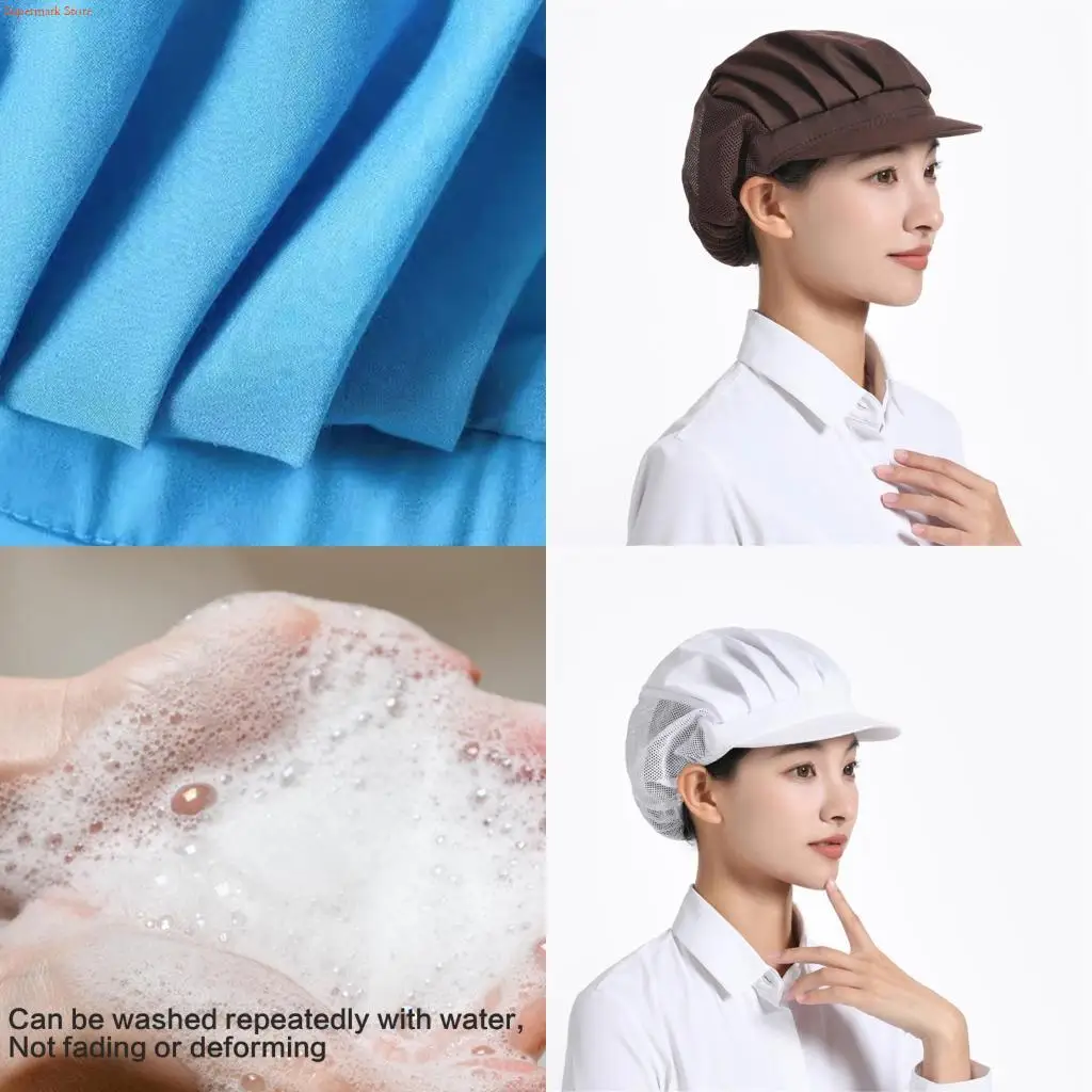 

Q5WE Chefs Hat With Breathable Mesh Design for Worker Hair Net For Restaurant Kitchen