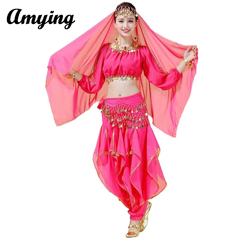 

2024 New Ladies Belly Dance Costume Set Women Stage Performance Clothing Long Sleeve Top Swivel Pants Cosplay Indian Sari Suit