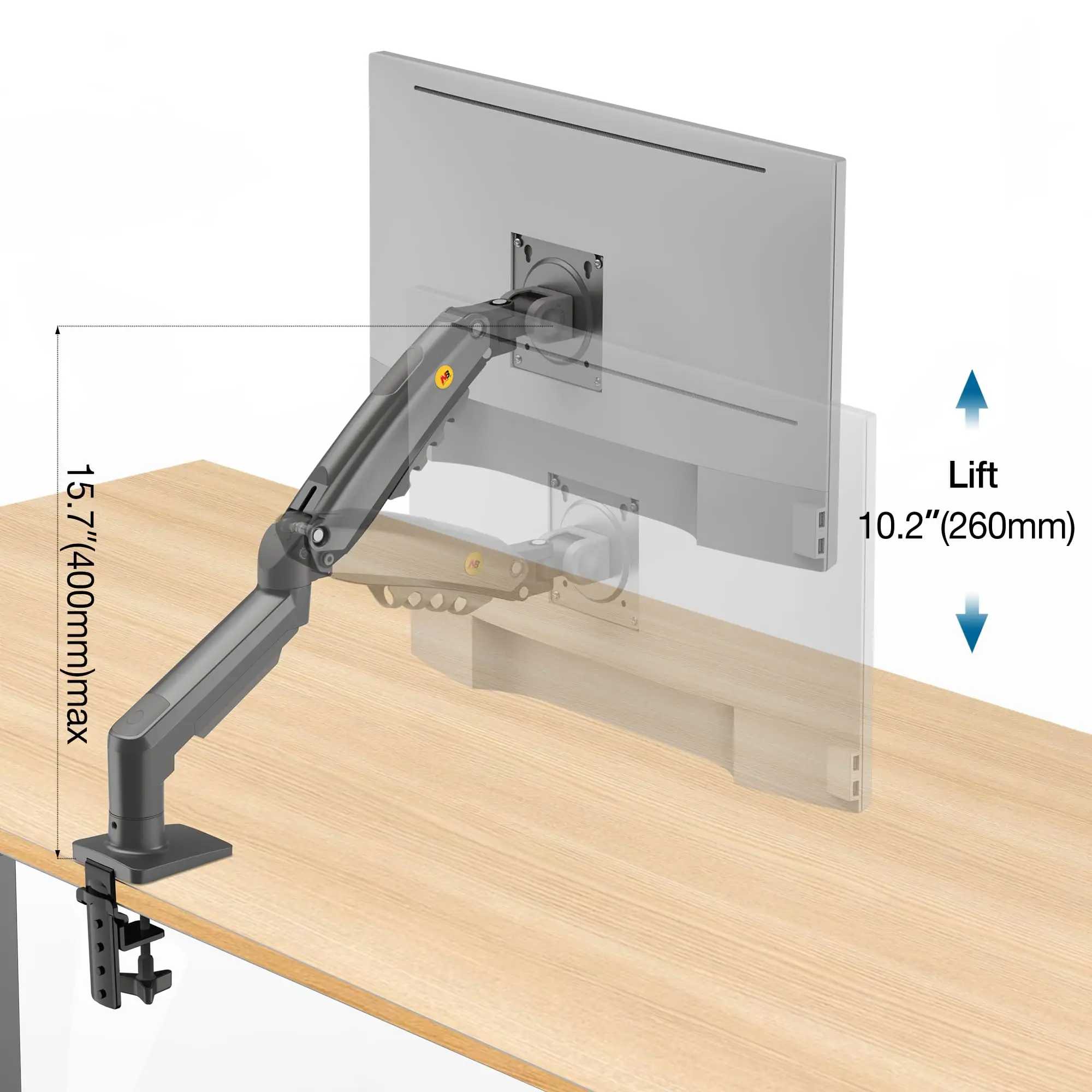 حامل شاشة الكمبيوتر NB F80، حامل شاشة فردي، قابل للتعديل للشاشات من 17 إلى 30 بوصة
