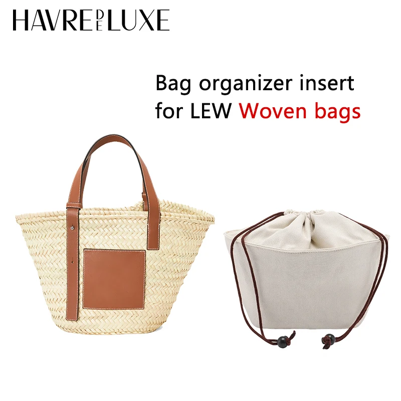 Drawstring bag organizer insert bag charm for LEW Basket straw woven bag support inner liner bags accessories