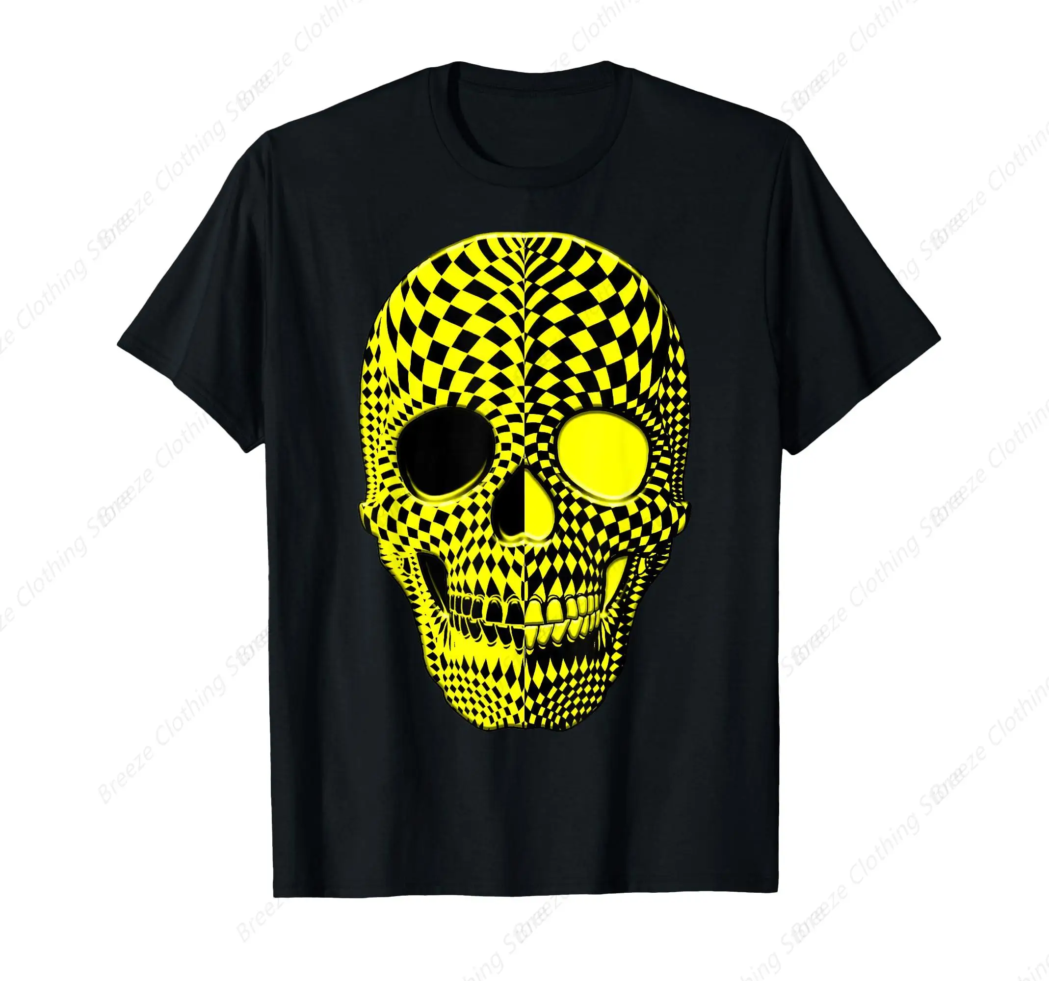 

Black and Yellow Human Haunted Scary Halloween Skull Shirt T-Shirt