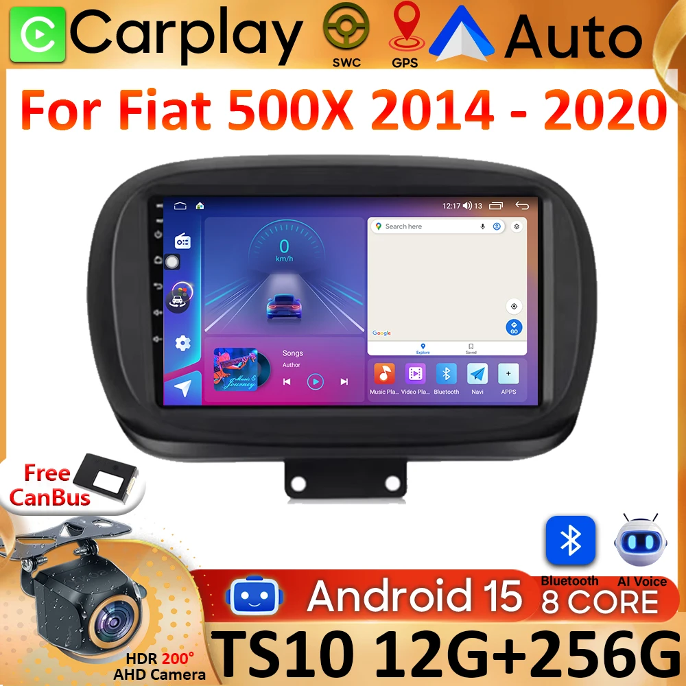

Android 15 For Fiat 500X 2014 - 2020 Carplay GPS Navigation Car Radio Video Display Car Monitor Automotive Multimedia Screen DSP