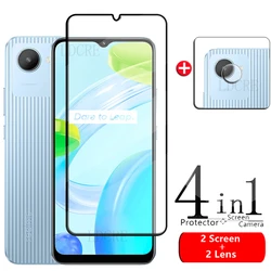 4-in-1 For OPPO Realme C30 Glass For OPPO Realme C30 Glass 9H HD Full Glue Cover Screen Protector For Realme C 30 C30 Lens Glass