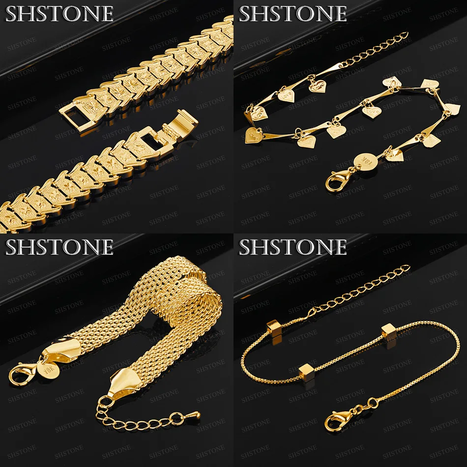 

Hot 18k Gold Mesh Chain Square Heart Watch Strap Bracelet Men Engagement Party Gift Fashion Trend Jewelry Accessories 20cm Chain