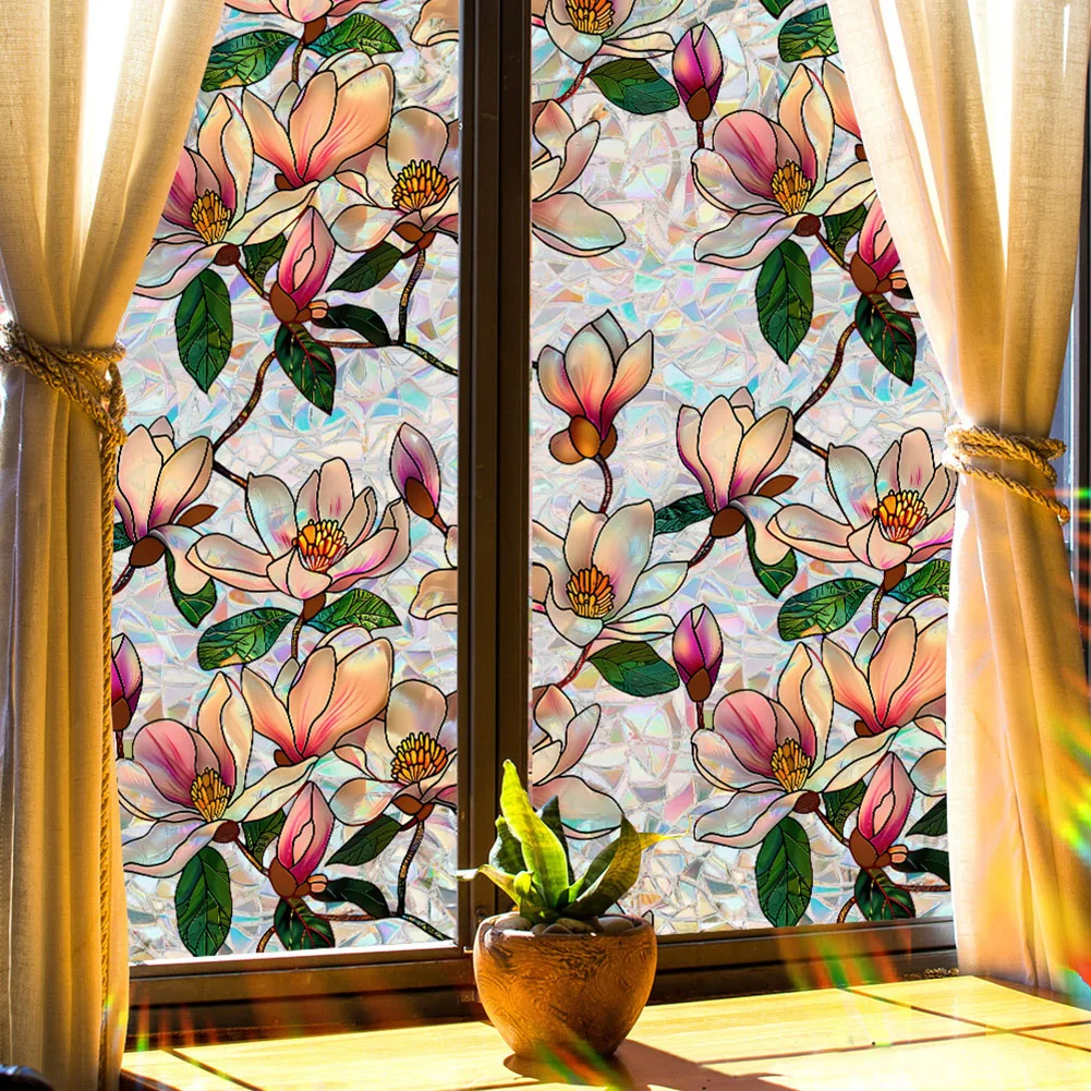 Flower Privacy Window Film PVC Window Films Household Supplies For Rainbow Floral For UV Protection Home Decor