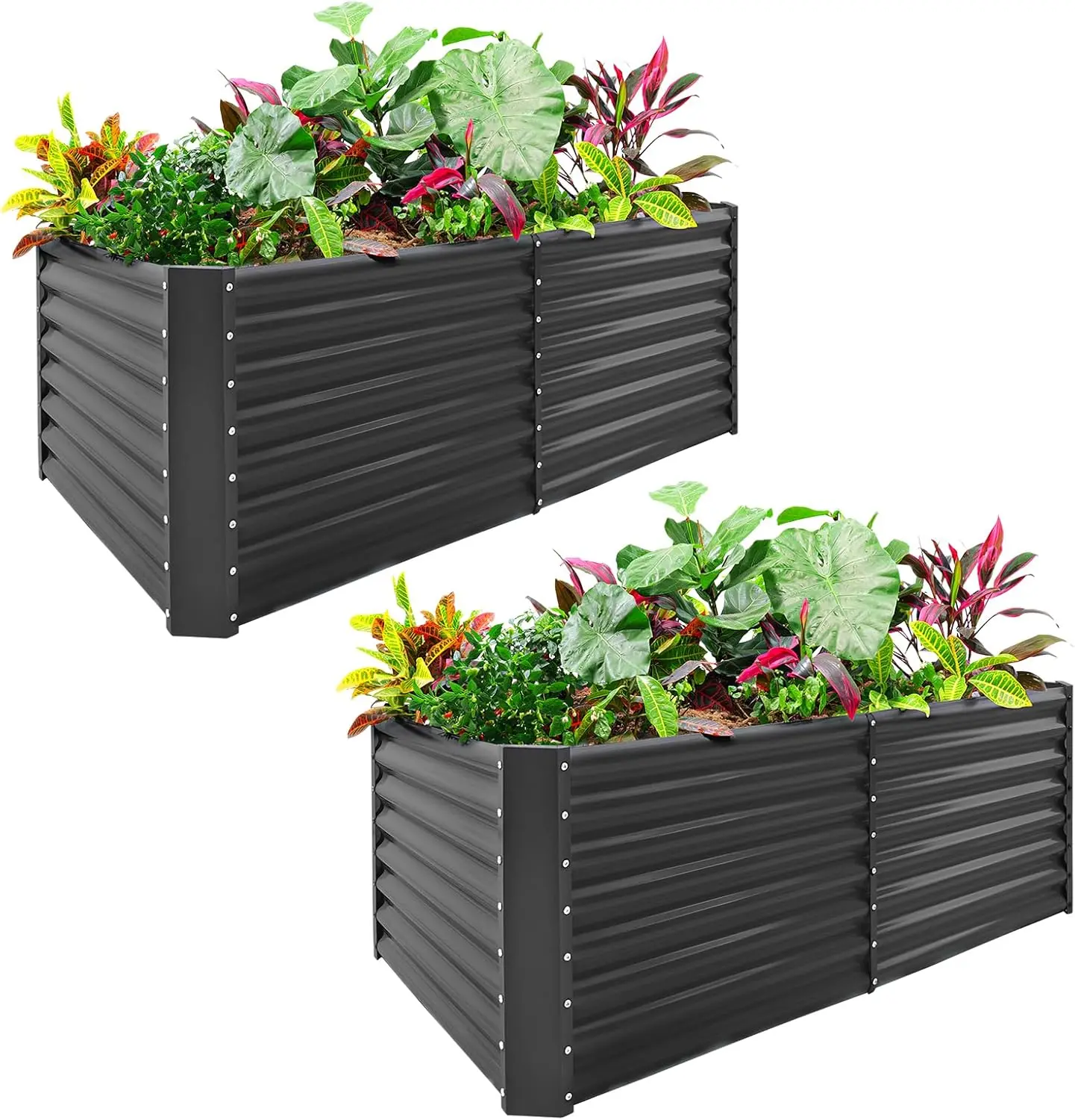 Jardinera Elevada de Acero Galvanizado, 60 cm de Profundidad, para Vegetales y Flores, Color Gris