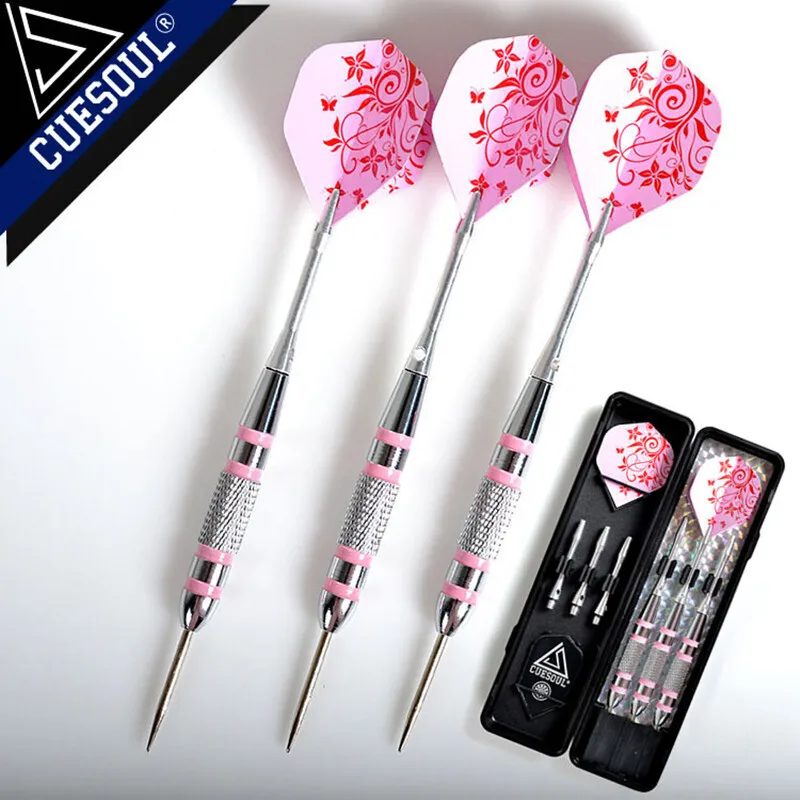 CUESOUL 3PCS 24g Steel Tip Darts Pin With Aluminum Shafts Professional Dart Pink Color As Nice Gifts