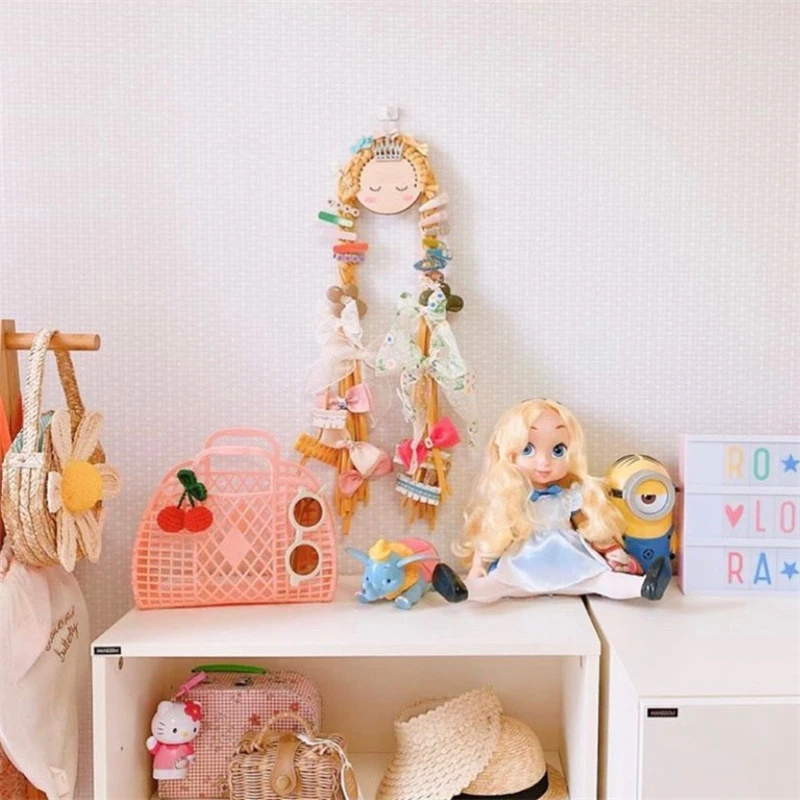 New Rainbow Hair Clips Storage Organizer Unicorn Girl Wall Hanging Decor Hair Bow Holder For Baby Room Decor Hair Accessories