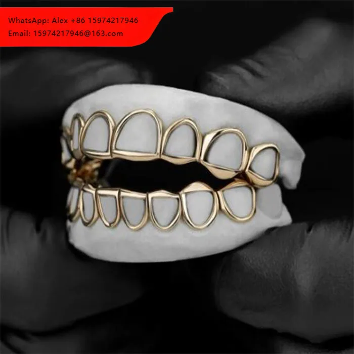 Custom Iced Out Diamond Top Teeth Grillz Gold Plated Hip Hop Bling Teeth Jewelry For Unisex Rapper
