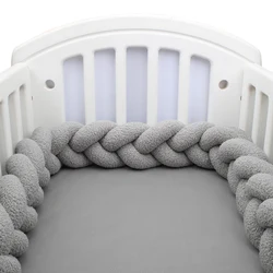 Protector de parachoques para cuna de bebé recién nacido, juego de cama infantil para bebés, niños y niñas, cojín de almohada con nudo trenzado, decoración de habitación, 300CM