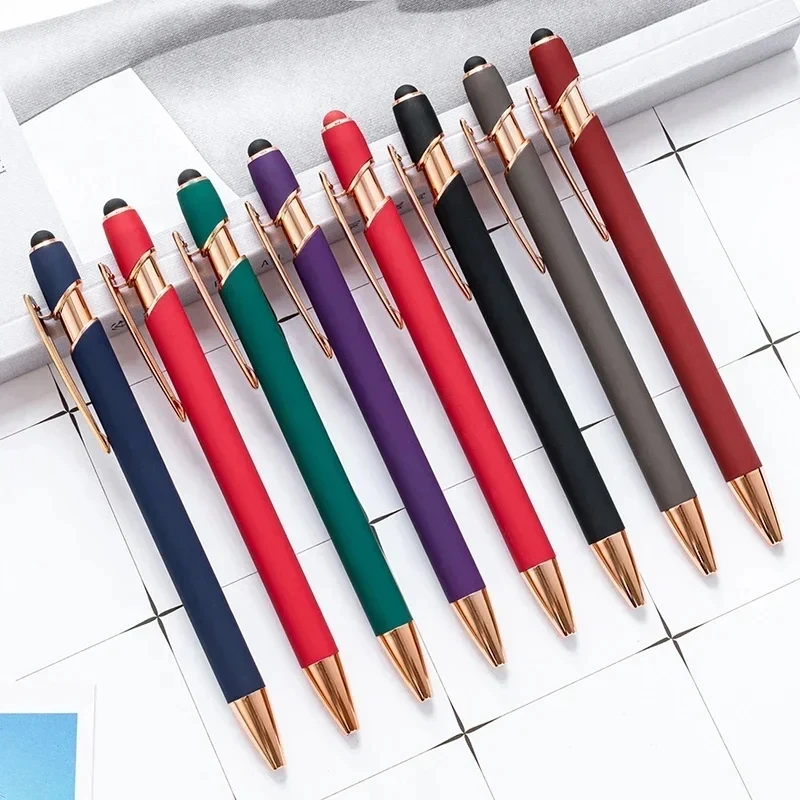 50 Pcs Metal Ballpoint Pen Touch Screen Pen Custom Logo Laser Engraving Office School Advertising Pen Text Engraving Custom Pen