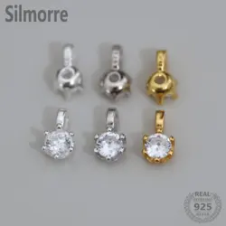 2pcs 925 Sterling Silver Zircon Round Charm for DIY Fine Jewelry Making Jewelry Finding