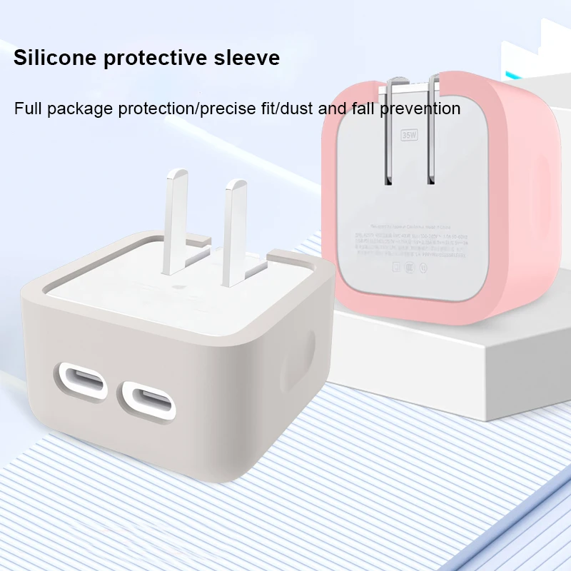 غطاء حماية من السيليكون لمحول الطاقة USB-C المزدوج بقدرة 35 وات، وغطاء جلدي مقاوم للصدمات والغبار #1