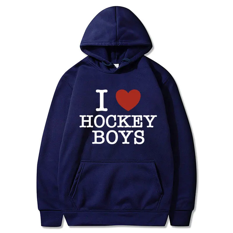 Sweat à capuche I Love Hockey Boys pour hommes et femmes, pulls chimressés, sweat à capuche décontracté Hip Hop Smile, streetwear graphique drôle