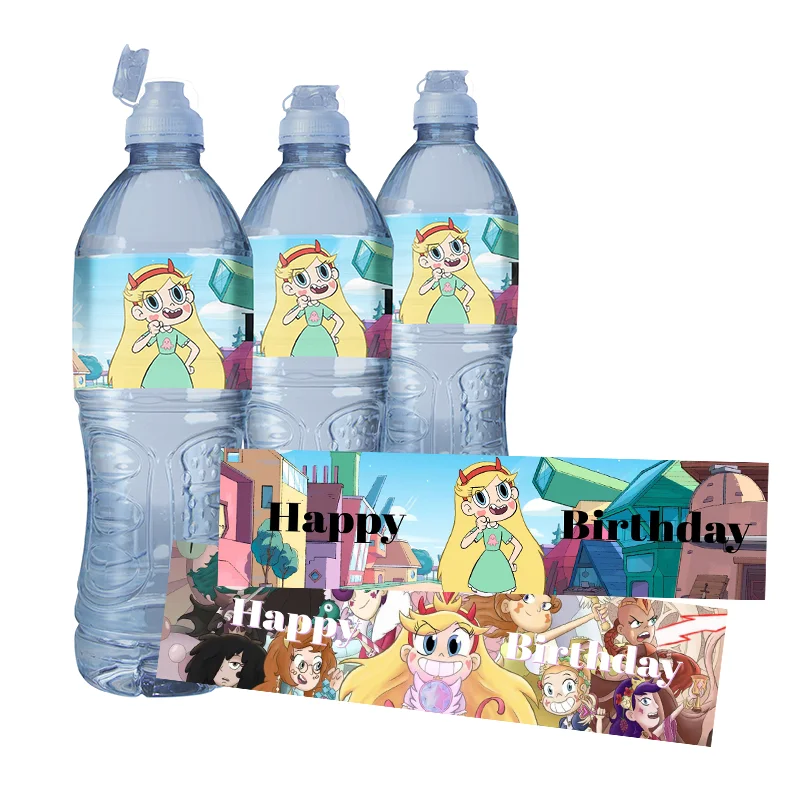 24pcs Disney Theme Star Vs. The Forces of Evil Birthday Water Bottle Labels Stickers Baby Shower Kids Party Decorations Packing