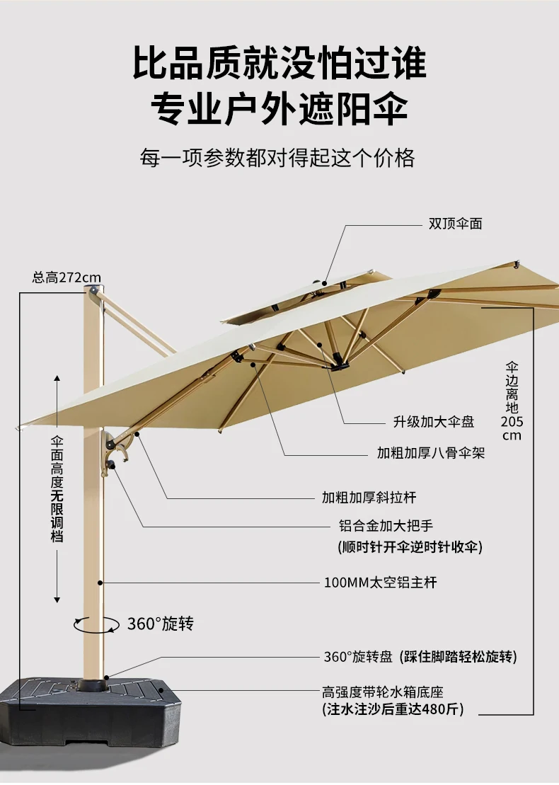 Outdoor, ombrellone, cortile, con luce, all'aria aperta