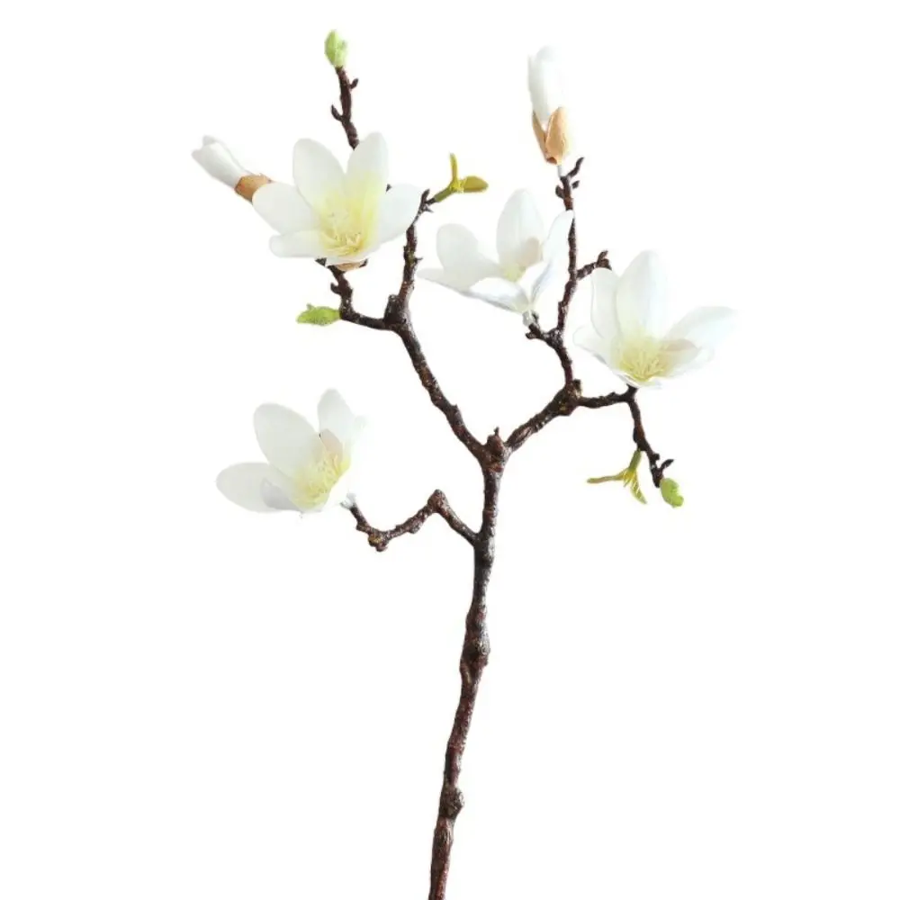 

Silk Material Artificial Magnolia Flower 60cm Length Gradient Color Faux Flower Realistic Look 6 Heads Design