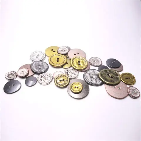 6pc Simple Retro Irregular Metal Buttons 2 Holes Old Silver Alloy Buckle Sewing Accessories DIY Craft Handmade Accessories