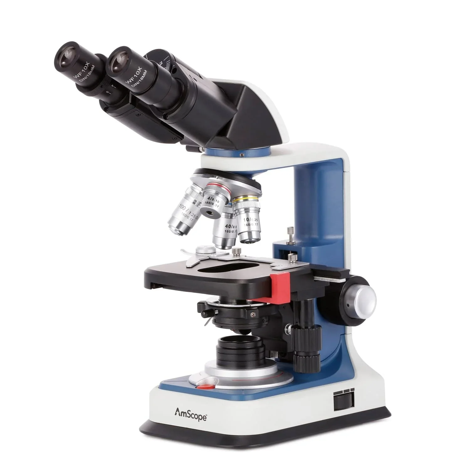 Amscope Estudantes Binocular Microscópio Composto Usb-c Recarregável 3d Fase Mecânica de Duas Camadas Objetivo Acromático 40x2500x