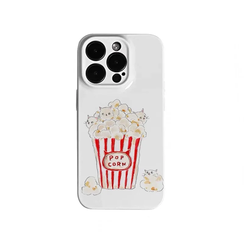 

Ins Korean Popcorn Cat Cartoon Case for IPHONE 17 16ProMax 15 14 13 12 11 PRO Plus Acrylic TPU Two in One Magnetic Phone Cases