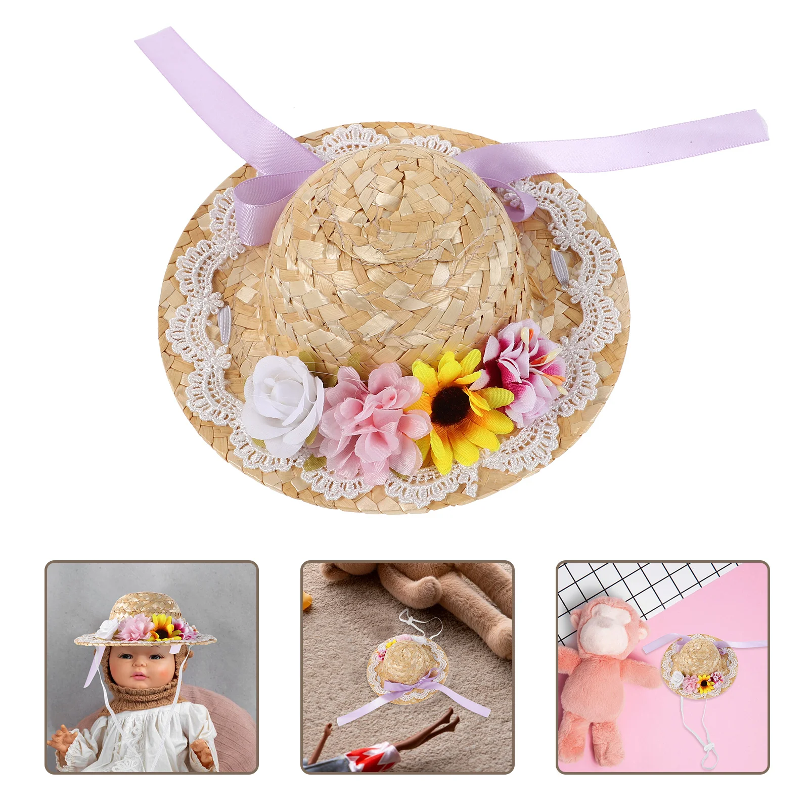 

Straw Hat Mini Hats Decor DIY Craft Ornament Making Supplies Prop for Crafting Accessories Crafts
