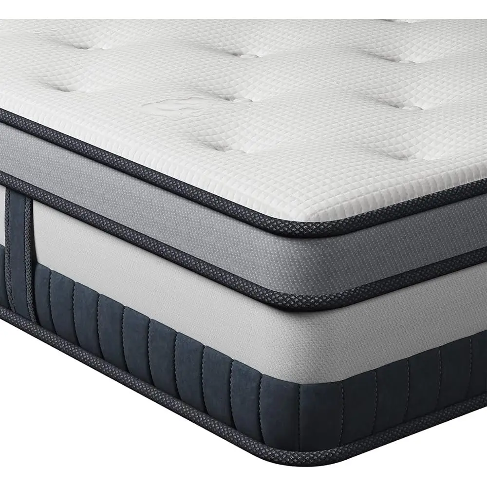 Full Mattress 8 Inch Hybrid Innerspring with Memory Foam Multilayer Ergonomic Design Breathable Comfort Medium Firm Support