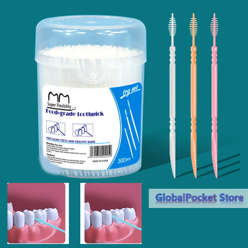 Dental Floss Picks - 300 Pezzi Spazzolini Interdentali in Plastica
