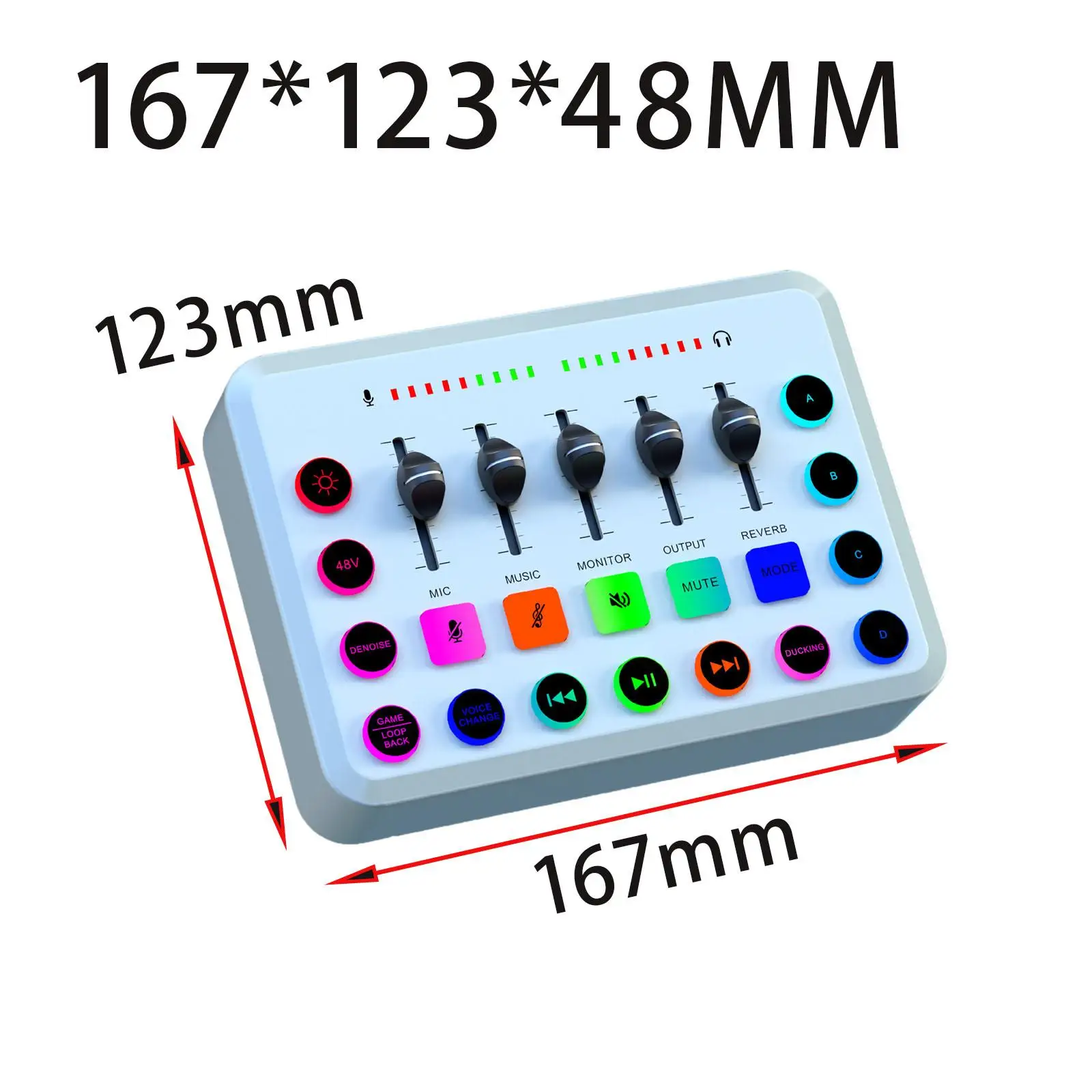 Gaming Audio Mixer Rechargeable Individual Control Volume Fader DJ Mixer Audio Mixer RGB PC Mixer for Vocal Game Voice Recording