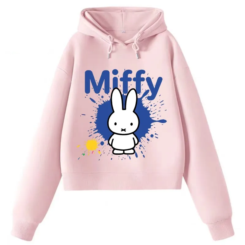 Новый пуловер с капюшоном Miffy, повседневная и удобная хлопковая модная спортивная одежда с длинными рукавами и принтом в стиле каваи с героями мультфильмов