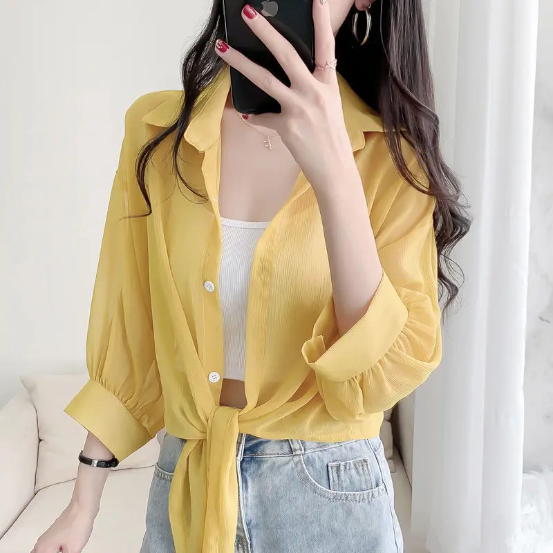 Sun-proof Shirts Women Summer S-3XL Simple Fashion Outerwear Thin Breathable Loose All-match Korean Style Ladies Femme Casual