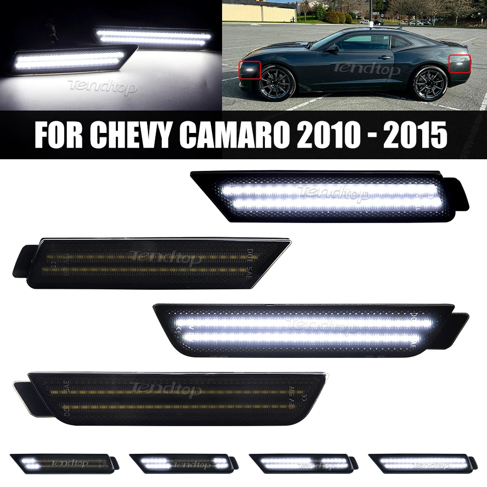 4pcs Front & Rear Side Marker Lamp Side Marker Lamps Turn Signal Parking Lights For 2010 2012 2013 2014 2015 Chevy Camaro