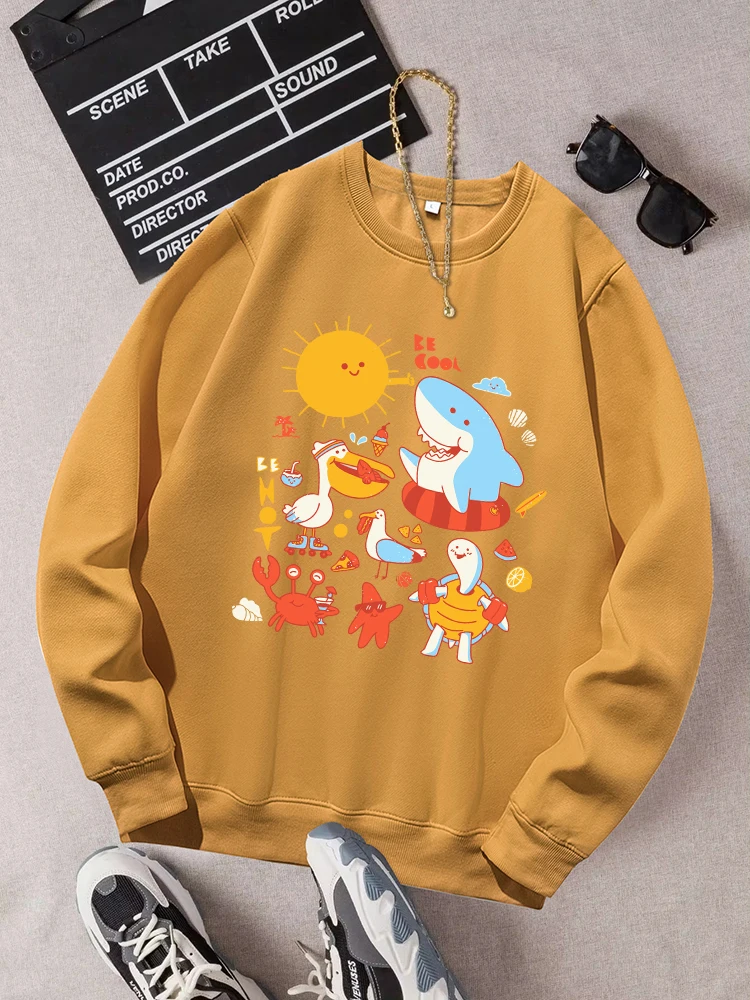 Kawaii Animal Cartoon Printing Sweatshirt Womens Autumn Comfortable Sportswear Simple Round Neck Tracksuitstreet Warm Clothes