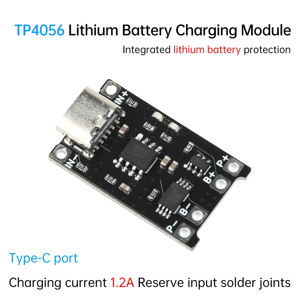 5pcs Type C DC 4-8V TP4056 Li-ion Battery Charging Module 1.2A With BAT-VDD Anti-Backflow And Anti-Reverse Connection Functions