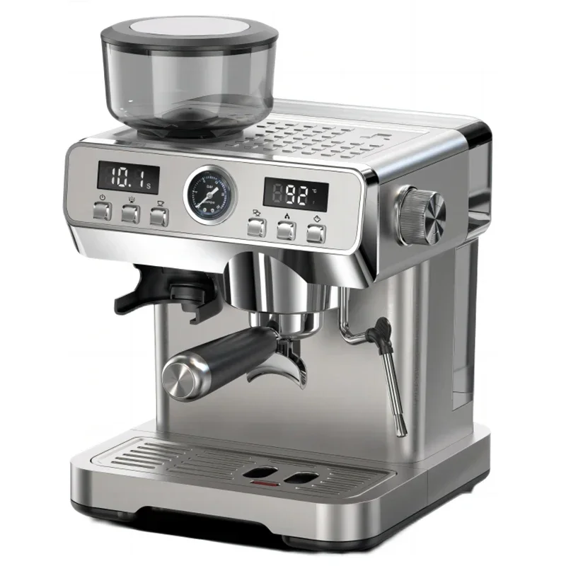 Professional 20-Bar Pressure Pump Stainless Steel Semi Automatic Espresso Coffee Machine with Pressure Gauge and Display