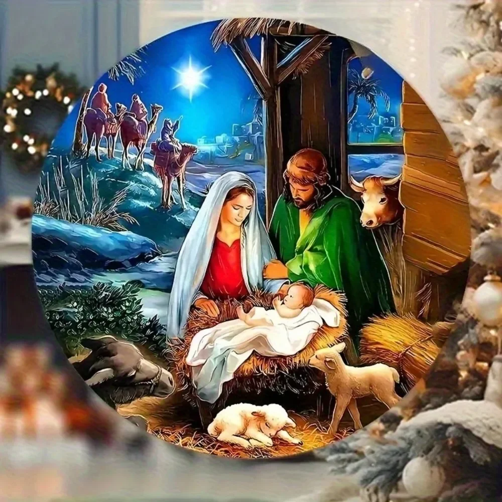 2D Christmas Scene Wall Decor with Mary, Joseph, Jesus, & Animals for Homes Bright Design Perfect Christian Gift Festive Vibe