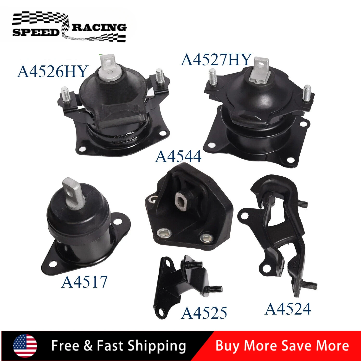 

A4526HY A4517 A4527HY 6pcs Engine Motor & Trans Mount For 2003-2007 Honda Accord 3.0L V6 Automatic Transmission