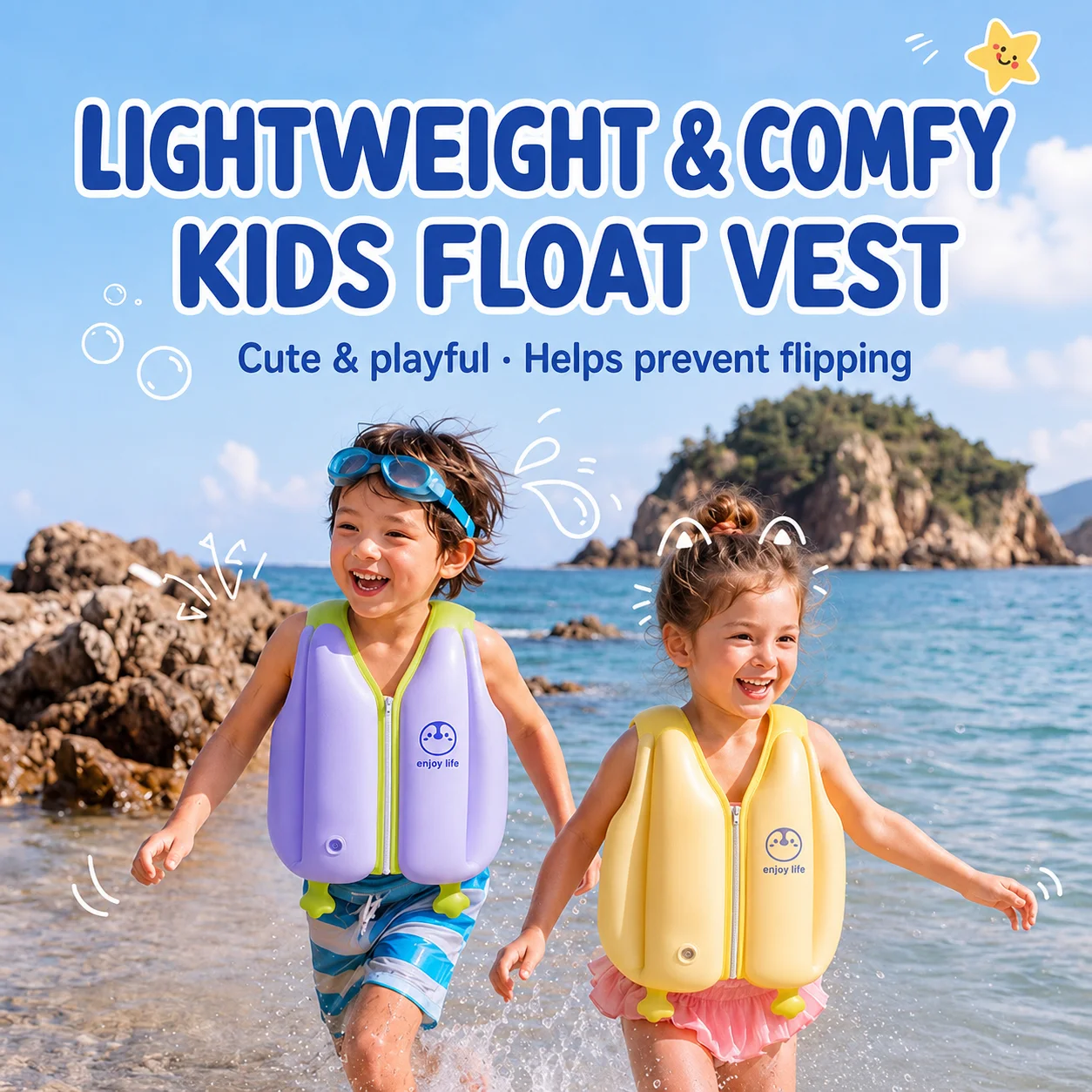 1PC Lightweight Swim Vest Float Jacket, Adjustable Zipper Buoyancy Aid for Swimming Training Pool Lake Water Sports
