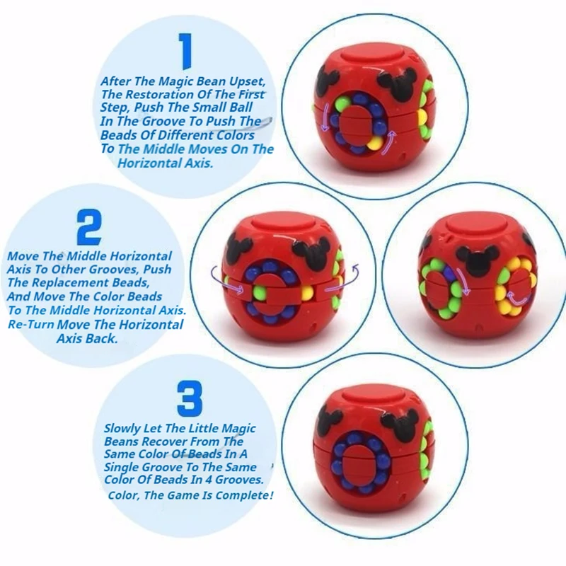 Cubo de frijol mágico giratorio Montessori para niño y niña, juguete para la yema del dedo, juego Teaser mental, Spinners, juguetes para aliviar el estrés, regalo