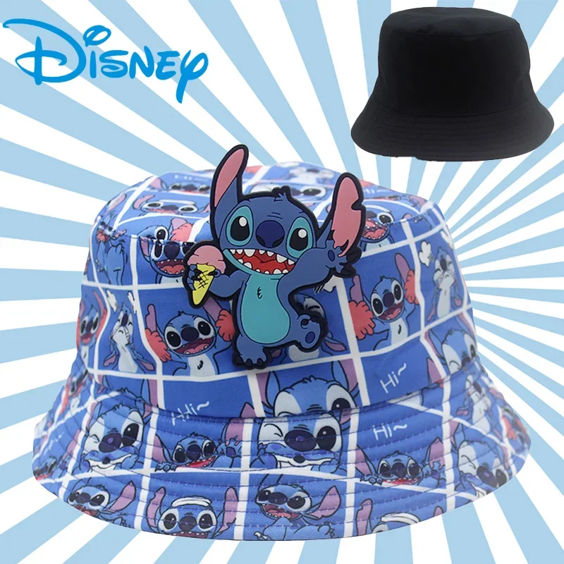 

Cartoon Disney Lilo & Stitch Summer Hat Beach Sun Cap Travel Boys Spider-Man Fisherman Cap Outdoor Children Bucket Hats Cotton