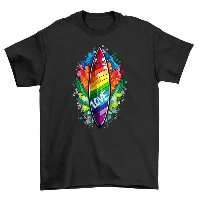 Ride the Rainbow with Pride_41 Funny Surfboard T shirt Design for Surfi