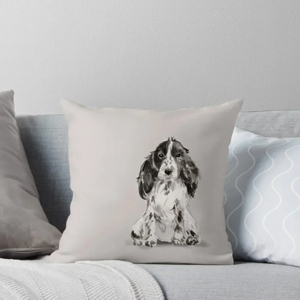 Cocker Spaniel Illustration Throw Pillow pillows decor home Cushion Cover Set pillow