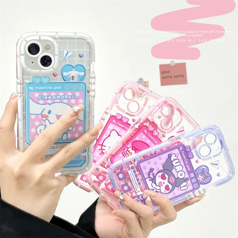 Sanrio Hello Kitty Kuromi custodia per telefono carina per IPhone 14 13 12 11 Pro Max XR XS Max custodia protettiva trasparente Anti-goccia