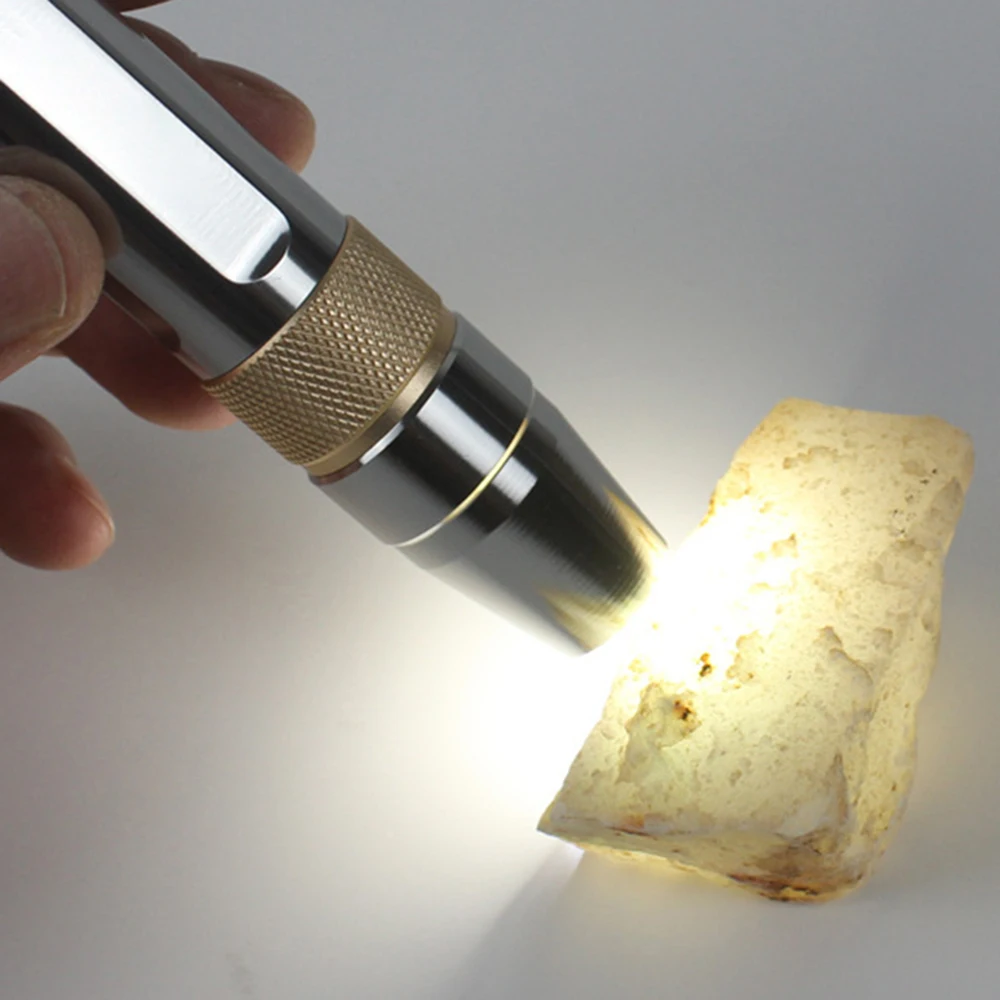 White Yellow 365nm Ultraviolet Flashlight 3 Light Source Gemstone Identification Torch Rechargable UV Lights Lamp with Battery