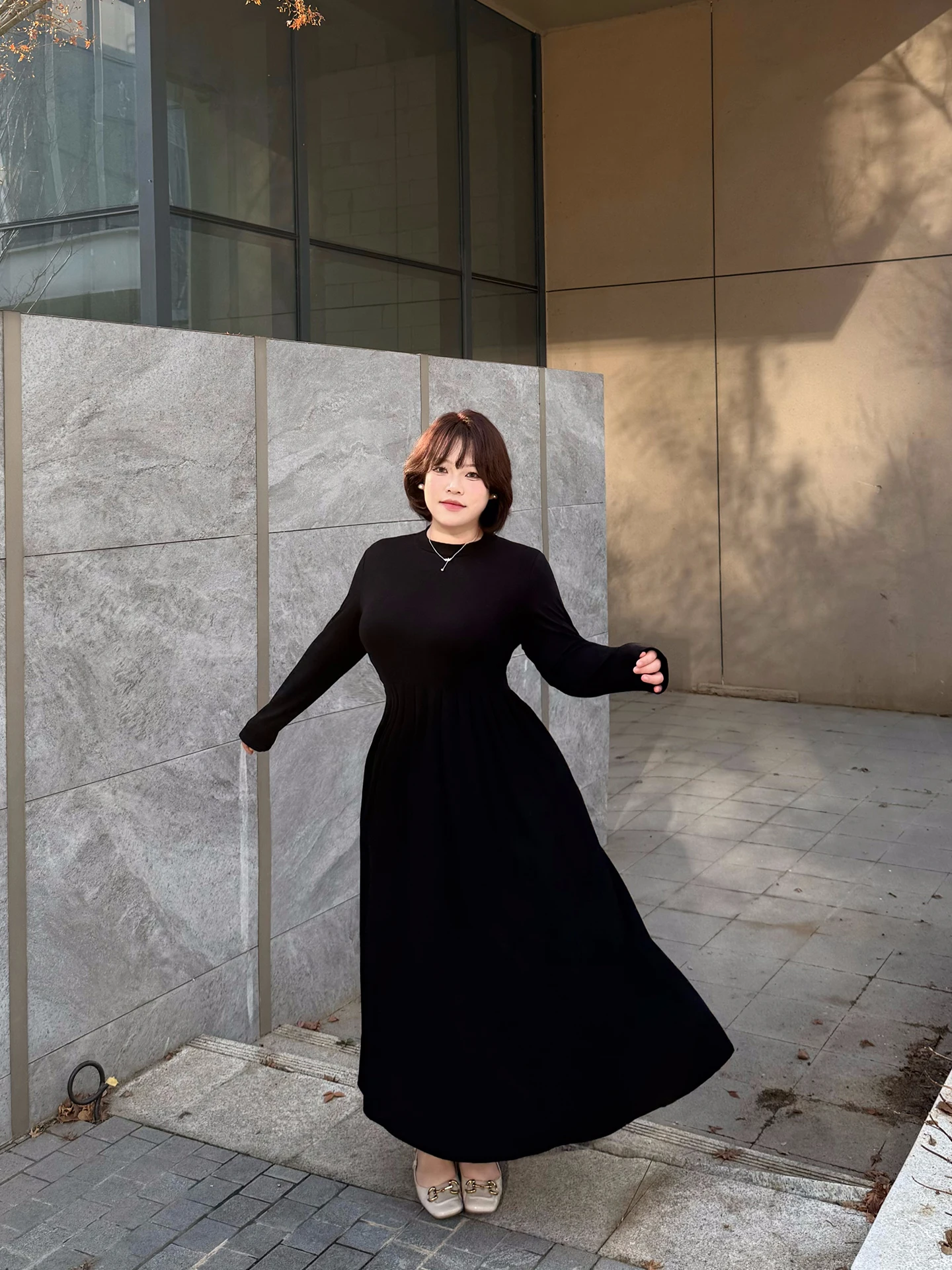 

Простая и элегантная круглая трикотажная юбка-базовый слой для женщин больших размеров, модель Ci Walk, из полиэфирного волокна, длинная, А-силуэт