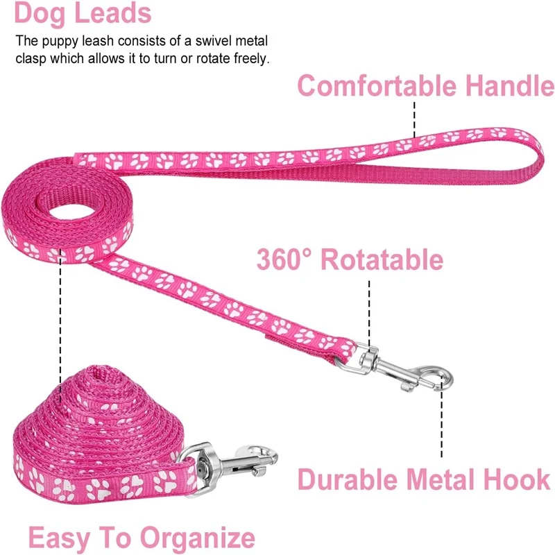 120CM Dog Leash Set Pet Traction Rope Multiple Colors Puppy Collar With Bell DIY Rainbow colored bell For Cat and dog collars