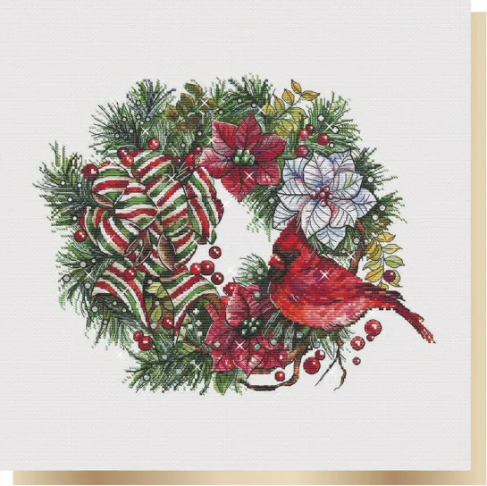 Cross stitch Kit 14CT Canvas Cross Stitch Embroidery Set Craft -20-Santa Bird Flower Ring 41-35 Cross Stitch Set