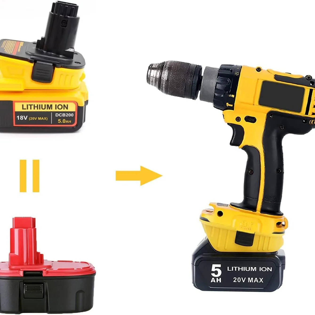 

Адаптер-преобразователь для аккумуляторов Dewalt DCA1820: с литий-ионных 20В на никель-кадмиевые 18В для электроинструментов